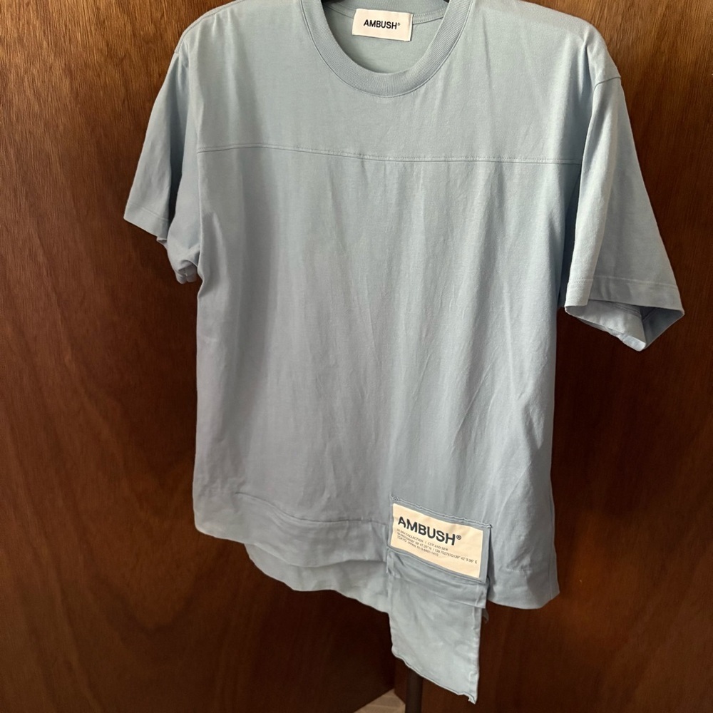 AMBUSH sz S Waist Pocket Tshirt Light Blue Jersey Shirt Short Sleeve
